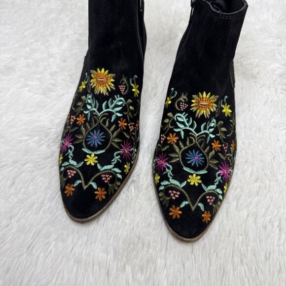 DIBA / black multicolored floral embroidered almond toe ankle booties / 8.5 - Picture 6 of 10